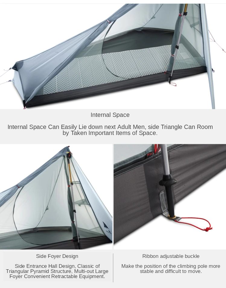 Cheap Goat Tents 3F UL GEAR CangQiong 1 Outdoor Ultralight Camping Tent 3 Season 1 Person Professional 15D Nylon Silicon Coating Rodless  tent Tents 